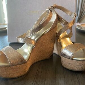 Jimmy Choo Metallic foil wedges